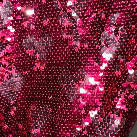 Idem Ditto Hot Pink Sequin Mini Dress Size Medium to Large Valentine Date - Picture 3 of 10